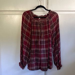 Max Studio Plaid Long Sleeve Blouse